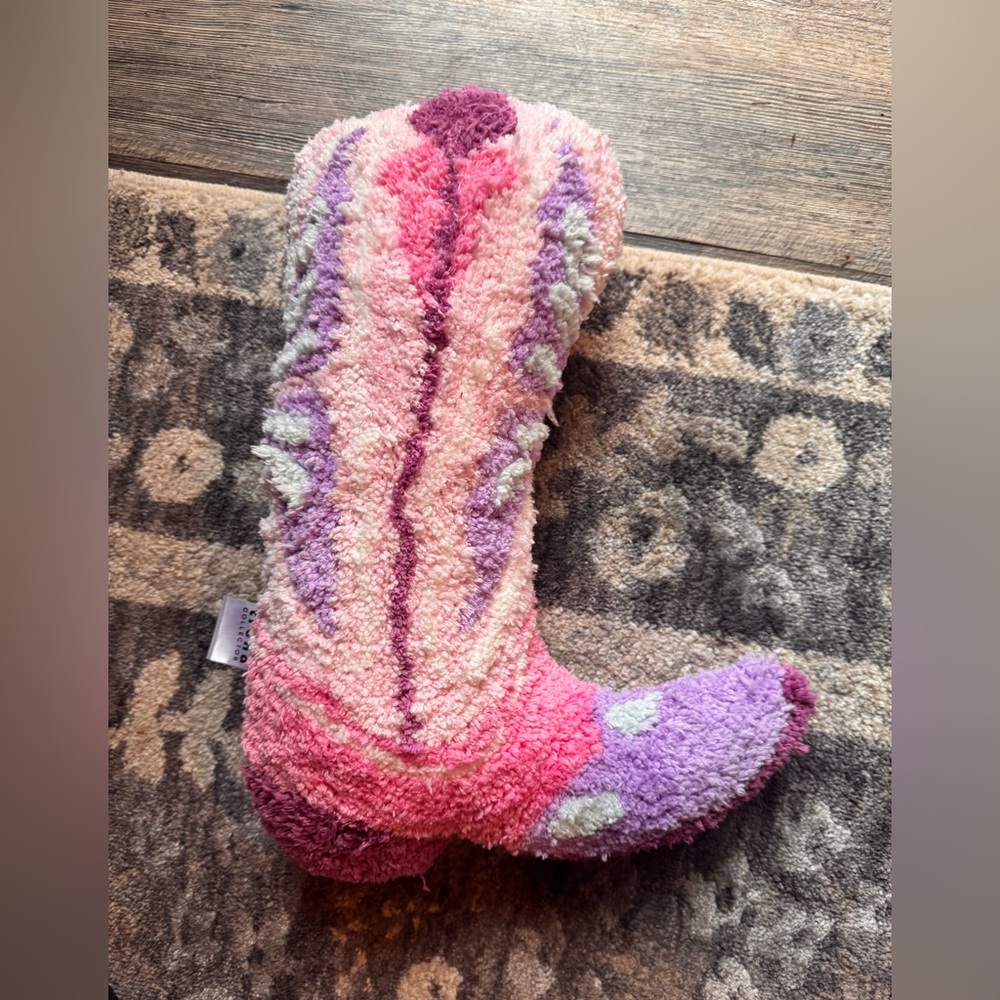 NWOT Cowgirl Boot-Shaped Plush Pillow